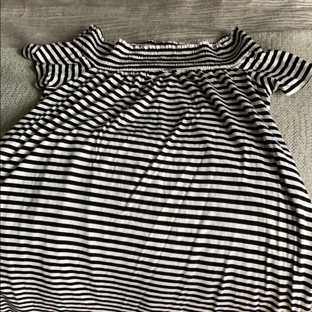Black and white off the shoulder dress